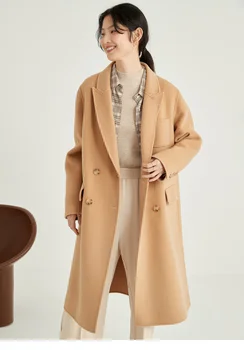 2021 yeni çift taraflı tüvit ceket kadın orta uzunlukta takım elbise yaka Hepburn yün çift taraflı tüvit ceket