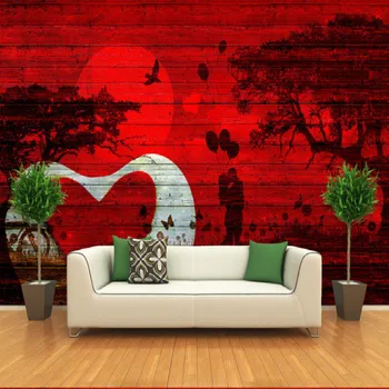 romantik ahşap büyük duvar 3d duvar kağıdı yatak odası oturma odası TV zemin boyama duvarlar için duvar kağıdı