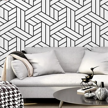 wellyu İskandinav tarzı duvar kağıdı TV arka plan siyah ve beyaz ekose geometrik yatak odası oturma odası modern minimalist duvar kağıdı