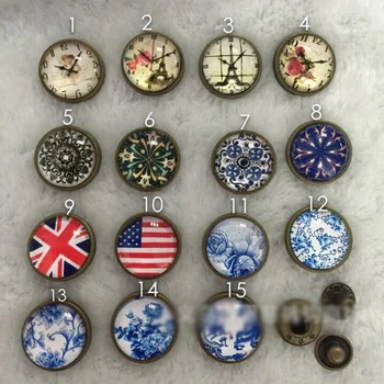 Kristal tasarım vintage saat ulusal bayrak çiçek desen tasarım 18mm 633 snap düğmesi DIY dikiş deri el sanatları aksesuarları 50 takım