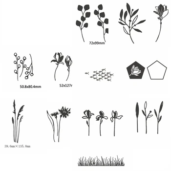 Alk Vahşi Çiçek İnce Bitkiler Şekli Metal Kesme Ölür Stencil Karalama Defteri Albümü Kabartma Hediye Kartı Yapımı İçin El Sanatları 2019 yeni