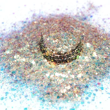 50g Tırnak Opal Tıknaz Glitter Holografik Çivi Sanat Pigment Toz Mermaid Gevreği Mix Parlak Altıgen Toz Manikür Dekor 18 Renk