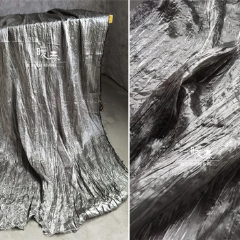 Pilili Polyester Kumaş Miyake Tarzı Kat Parlak Gümüş DIY Yamalar Arka Plan Dekor Fotoğraf Sahne Etek Elbise Tasarımcı Kumaş