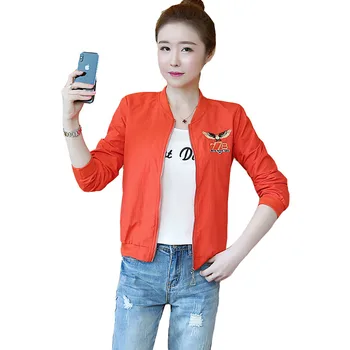 Kore Moda Kadın Ceket Uzun Kollu Nakış Mektup Giyim Hırka Ceket Rahat Beyzbol Üniforma Gömlek QQ103